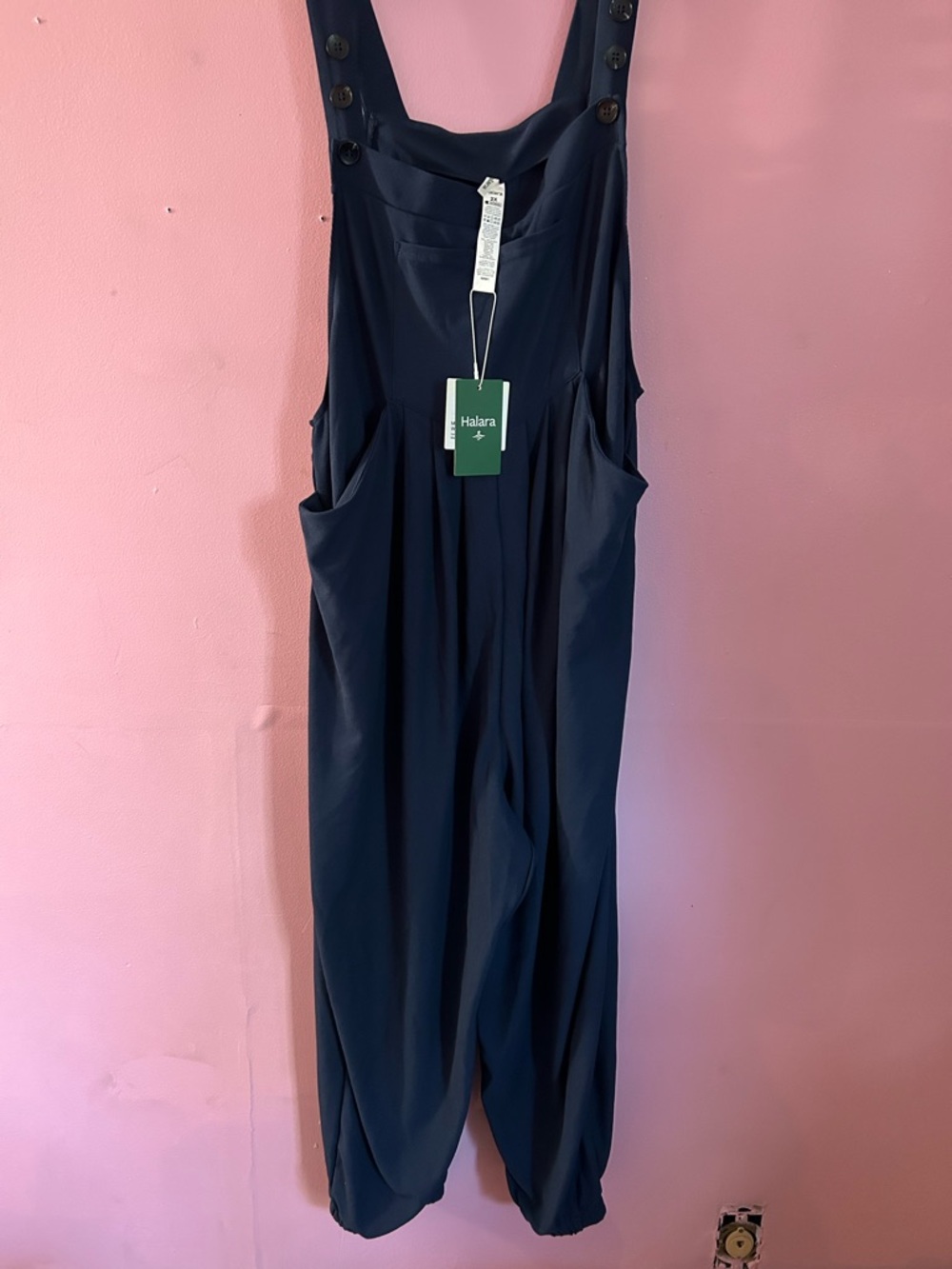 HALARA Navy Relaxed Jumpsuit with Pockets jogger bottoms